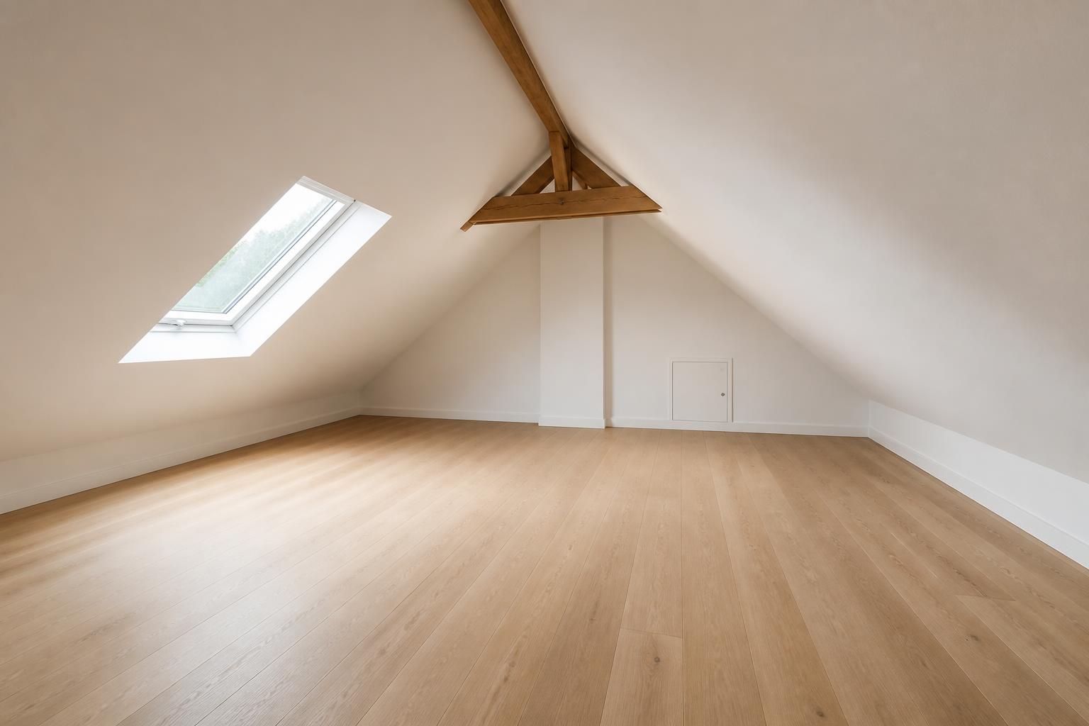 Finished attic restoration space with room for text overlay